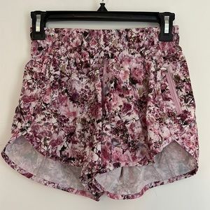 Lululemon high waisted running shorts in pink floral
